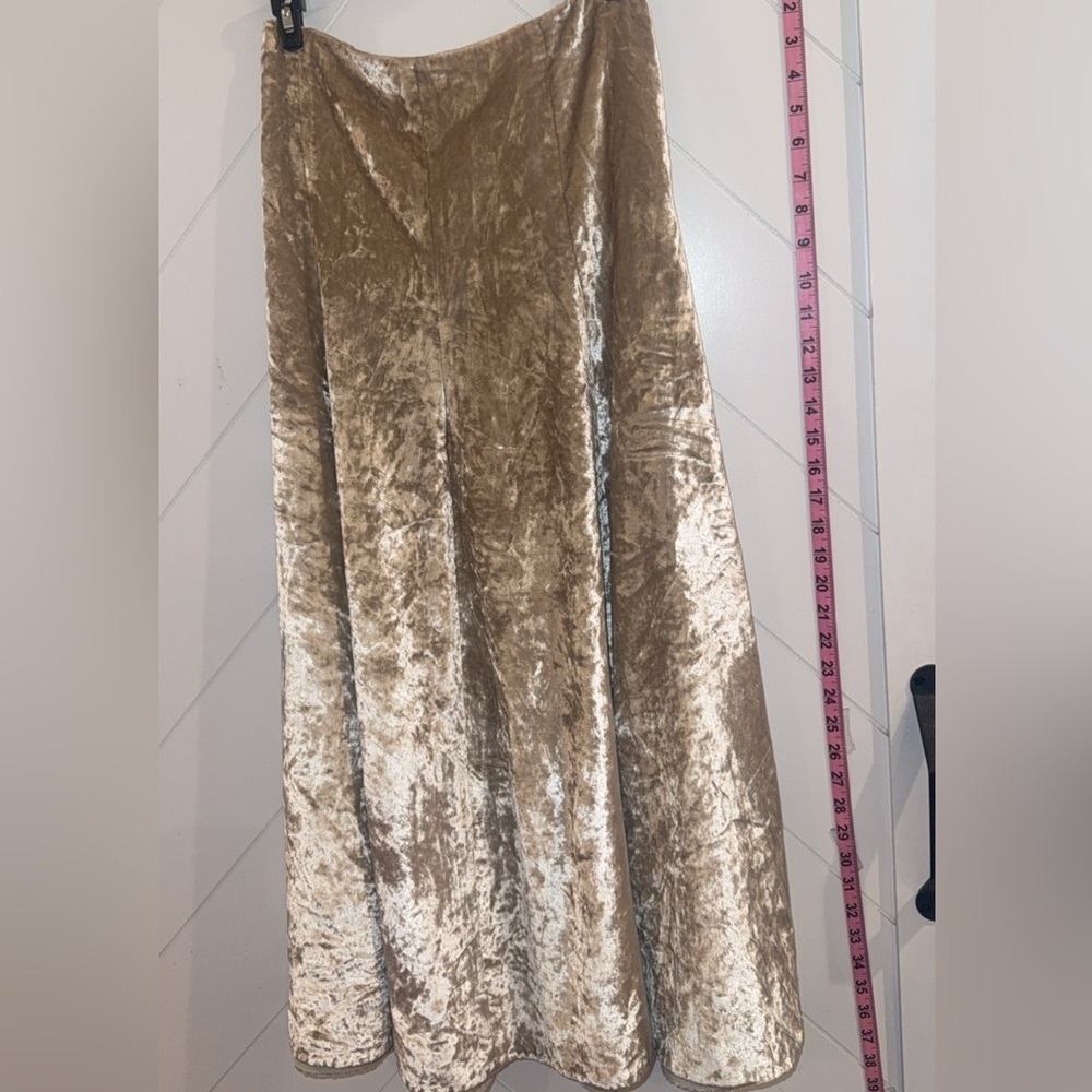 VINCE velvet purl edge paneled slip skirt in oak stone Size:6 STYLE V800430749 - Picture 12 of 16
